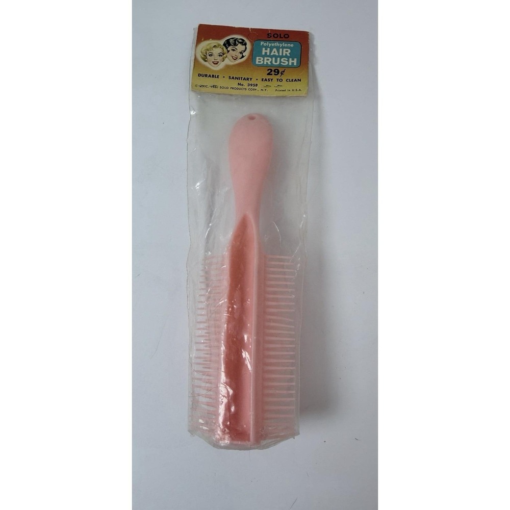 Solo Hair Brush 1960 Pink Vintage Beauty In Package Polyethylene Movie Prop